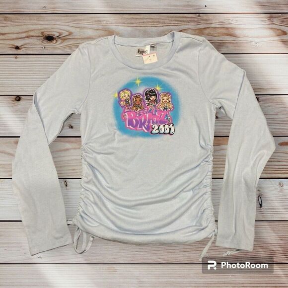 bratz Tops - Bratz Women's Cinched Graphic Long Sleeve Light Blue Size L